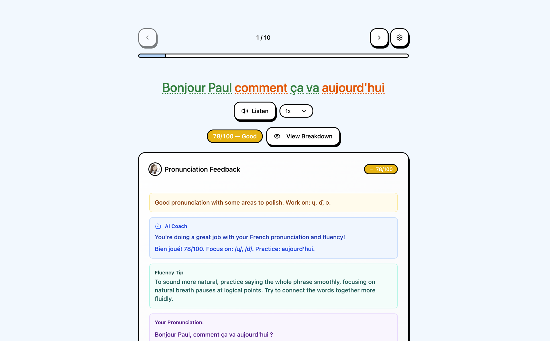 Prononciation et pratique conversationnelle